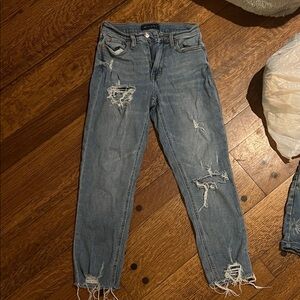 Aeropostale Light Blue Distressed Cropped Jeans